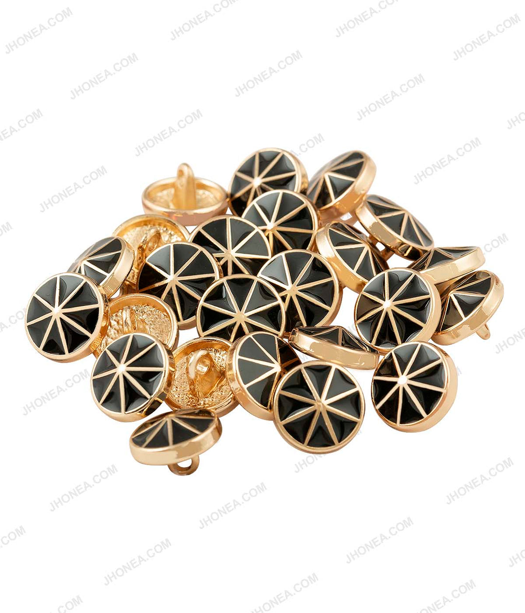 Black Enamel Shiny Wheel Design Surface Shirt Buttons