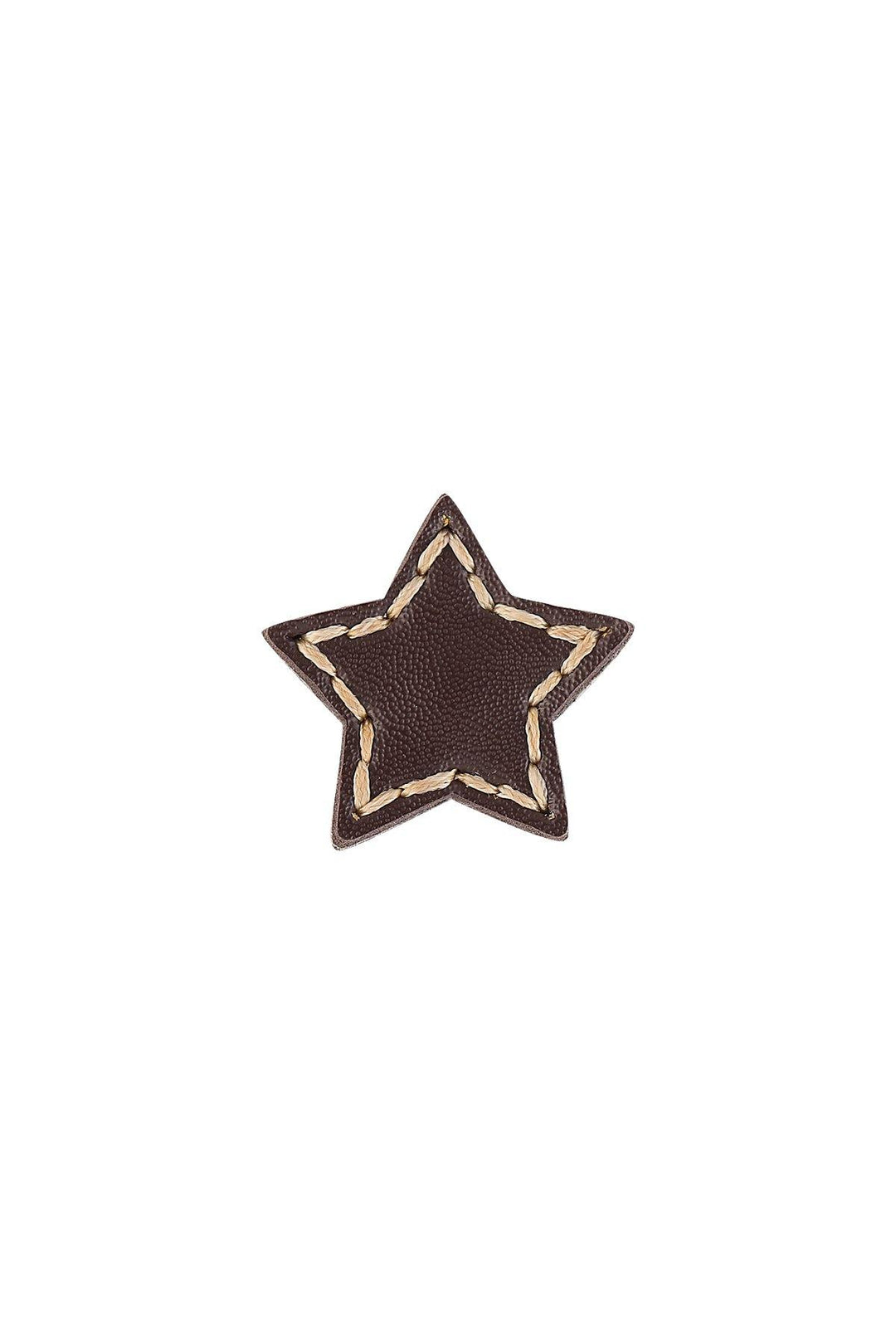 Star Shape Black & Brown Stitched Leather Button with Downhole Loop