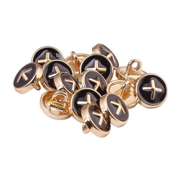 Shiny Cross Stitch Black Enamel 10mm Loop Shirt/Kurta Buttons