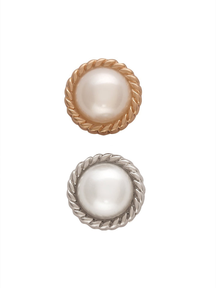 Shiny Round Shape Engraved Rim Pearl Button