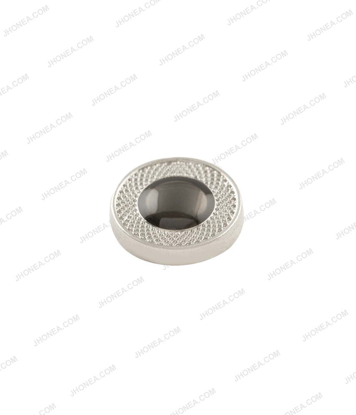 Shiny Silver Engraved lines Rim Border with Black Drop Shirt Buttons