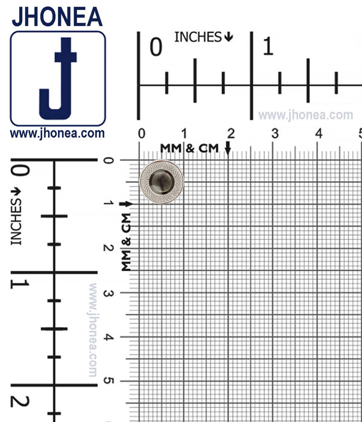 Shiny Silver Engraved lines Rim Border with Black Drop Shirt Buttons
