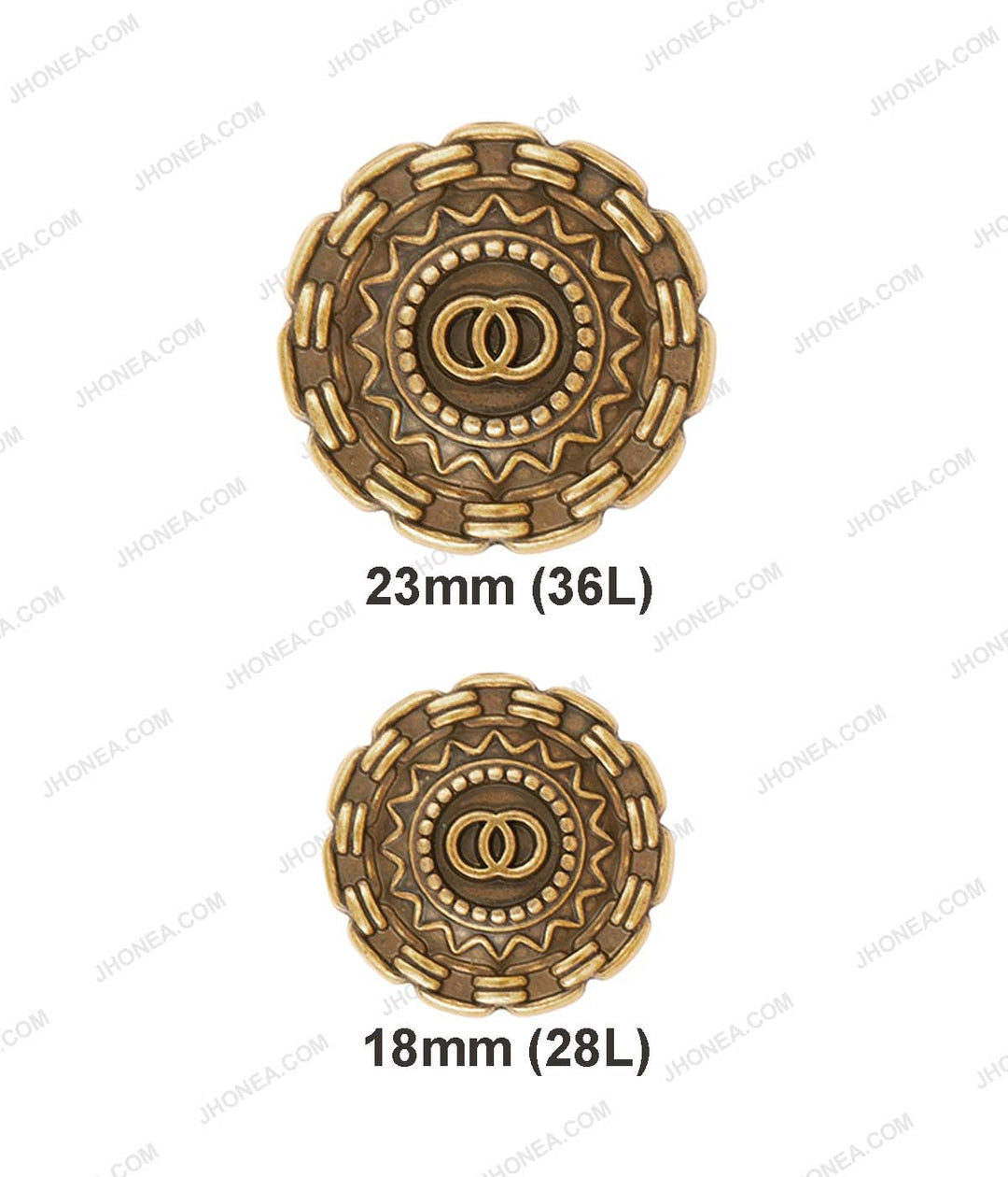 Royalty Aztec Detail Ancient Gold Shank Metal Buttons