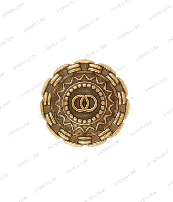 Royalty Aztec Detail Ancient Gold Shank Metal Buttons