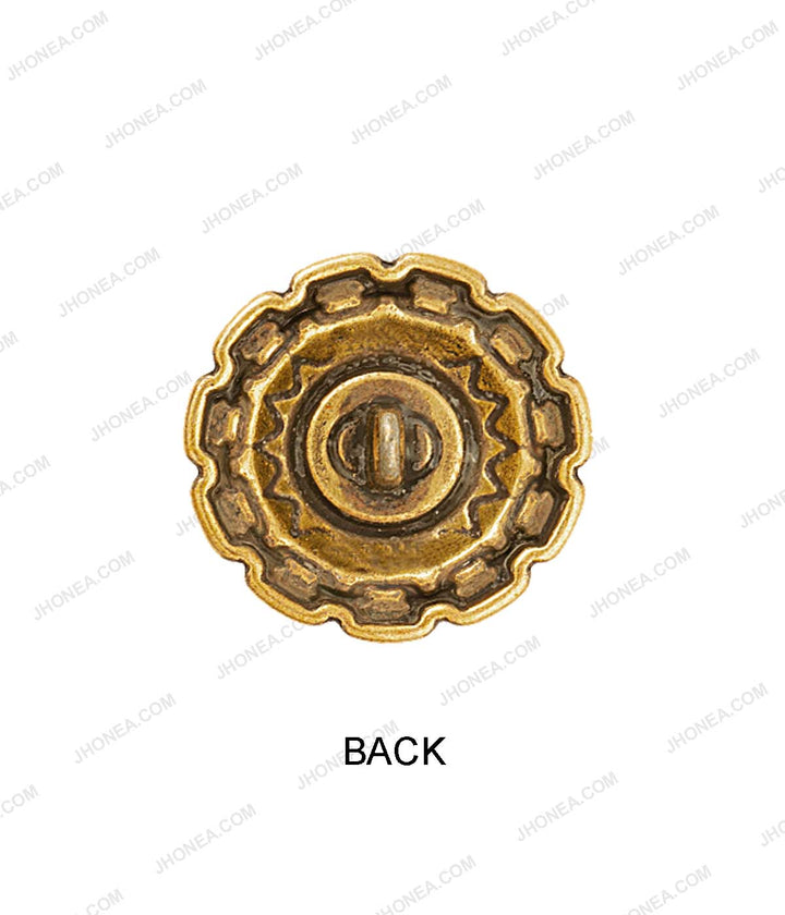 Royalty Aztec Detail Ancient Gold Shank Metal Buttons