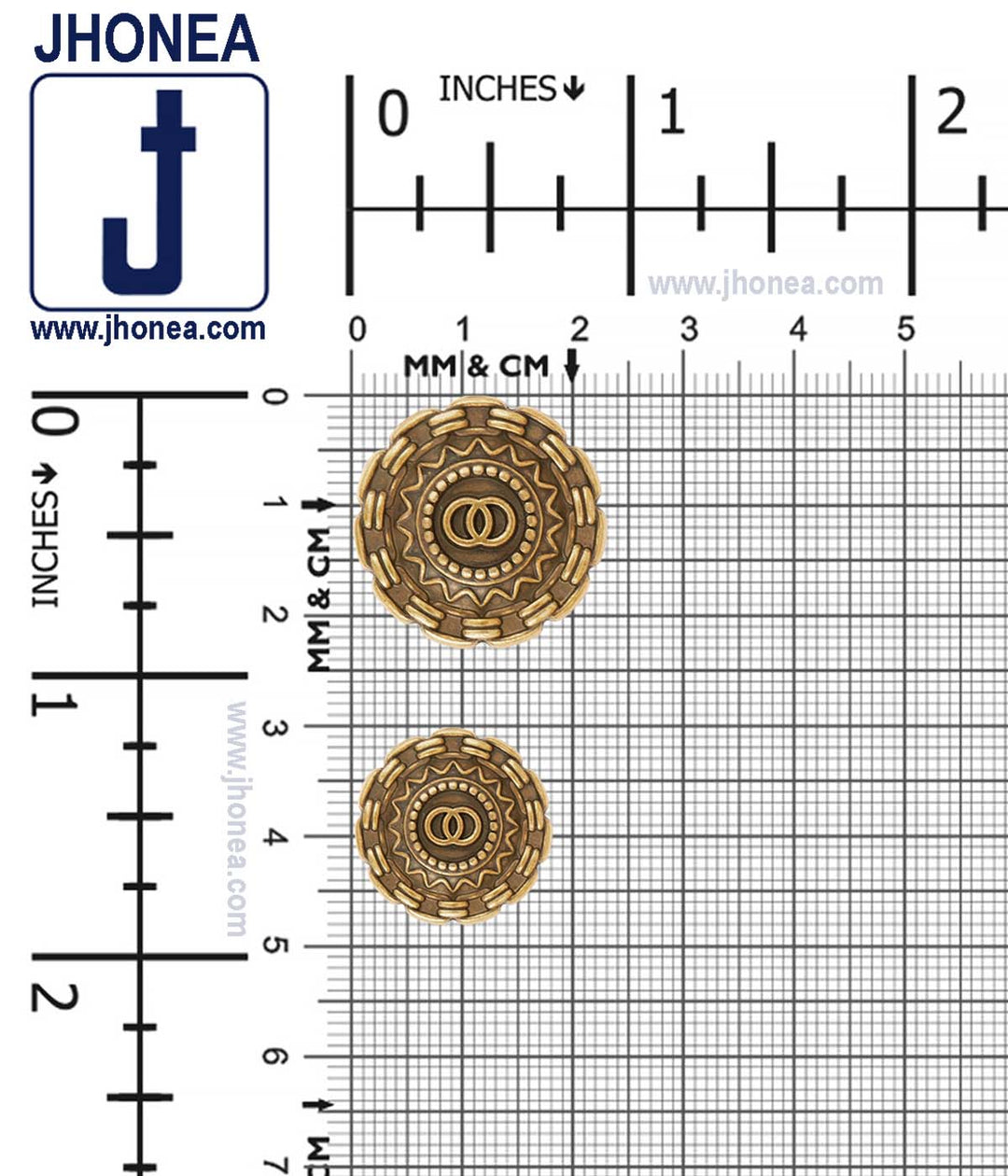 Royalty Aztec Detail Ancient Gold Shank Metal Buttons