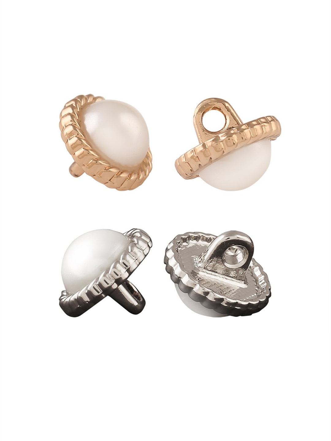 Shiny Round Shape Engraved Rim Pearl Button