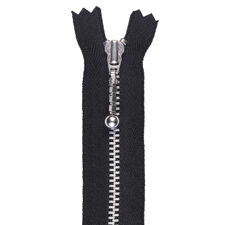 YKK- #3 Shiny Silver Ball Runner Closed-End YKK Zipper