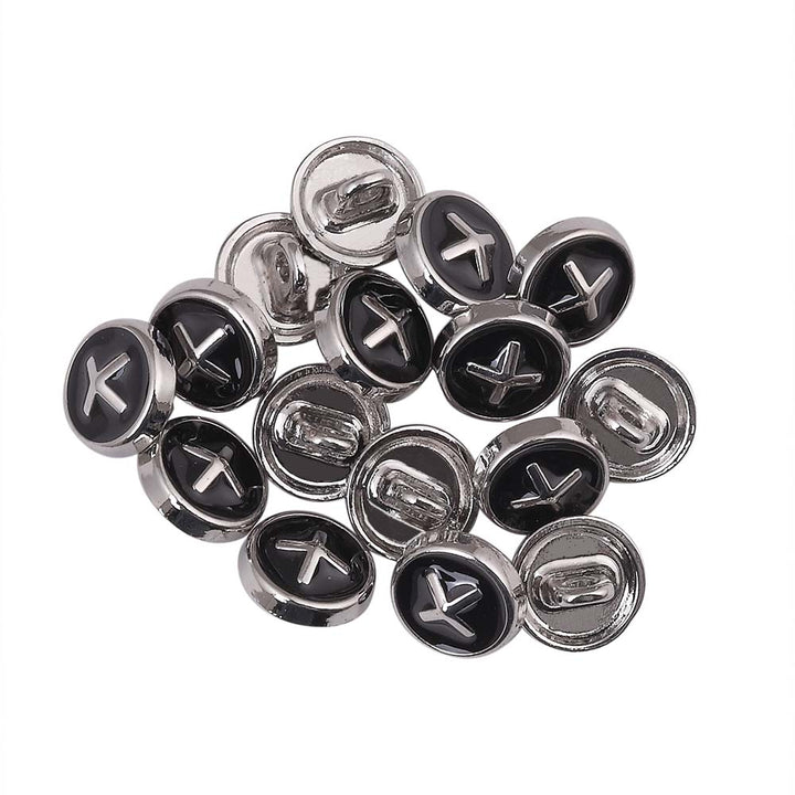 Shiny Cross Stitch Black Enamel 10mm Loop Shirt/Kurta Buttons