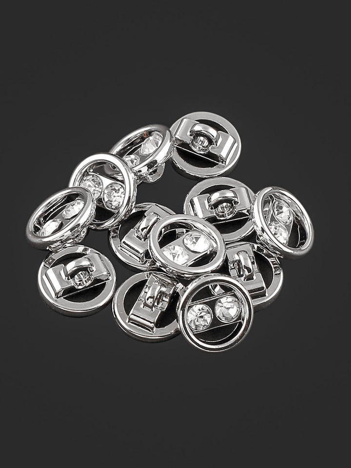 Classic Shiny Silver Round Shape Diamond Button