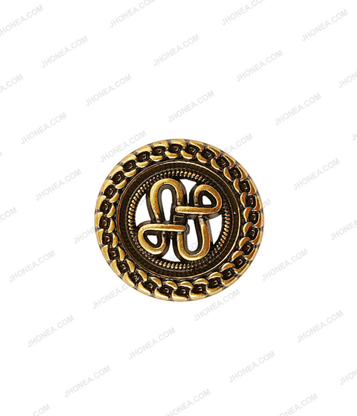 Antique Gold Celtic Design Chain Rim Border Metal Buttons