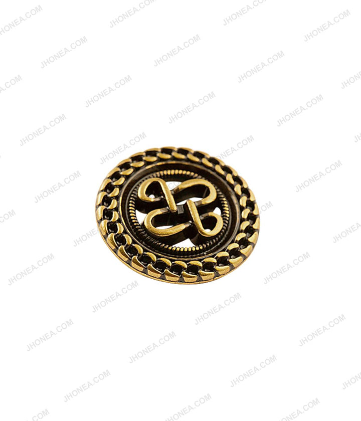 Antique Gold Celtic Design Chain Rim Border Metal Buttons