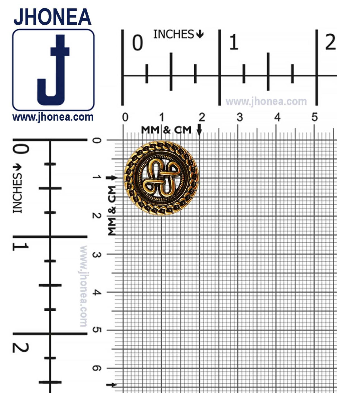 Antique Gold Celtic Design Chain Rim Border Metal Buttons