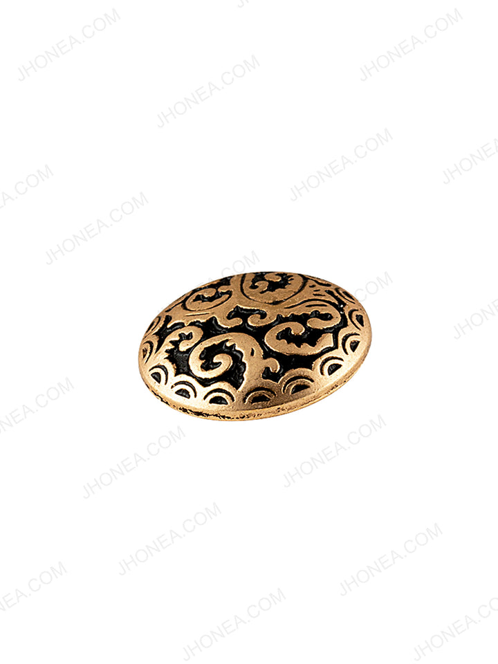 Matte Gold with Black Engraved Design Coat Button