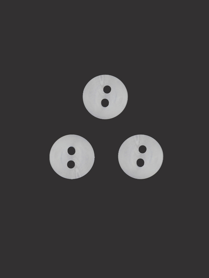 Plain White 9mm 2-Hole Round Shape Shirt Button