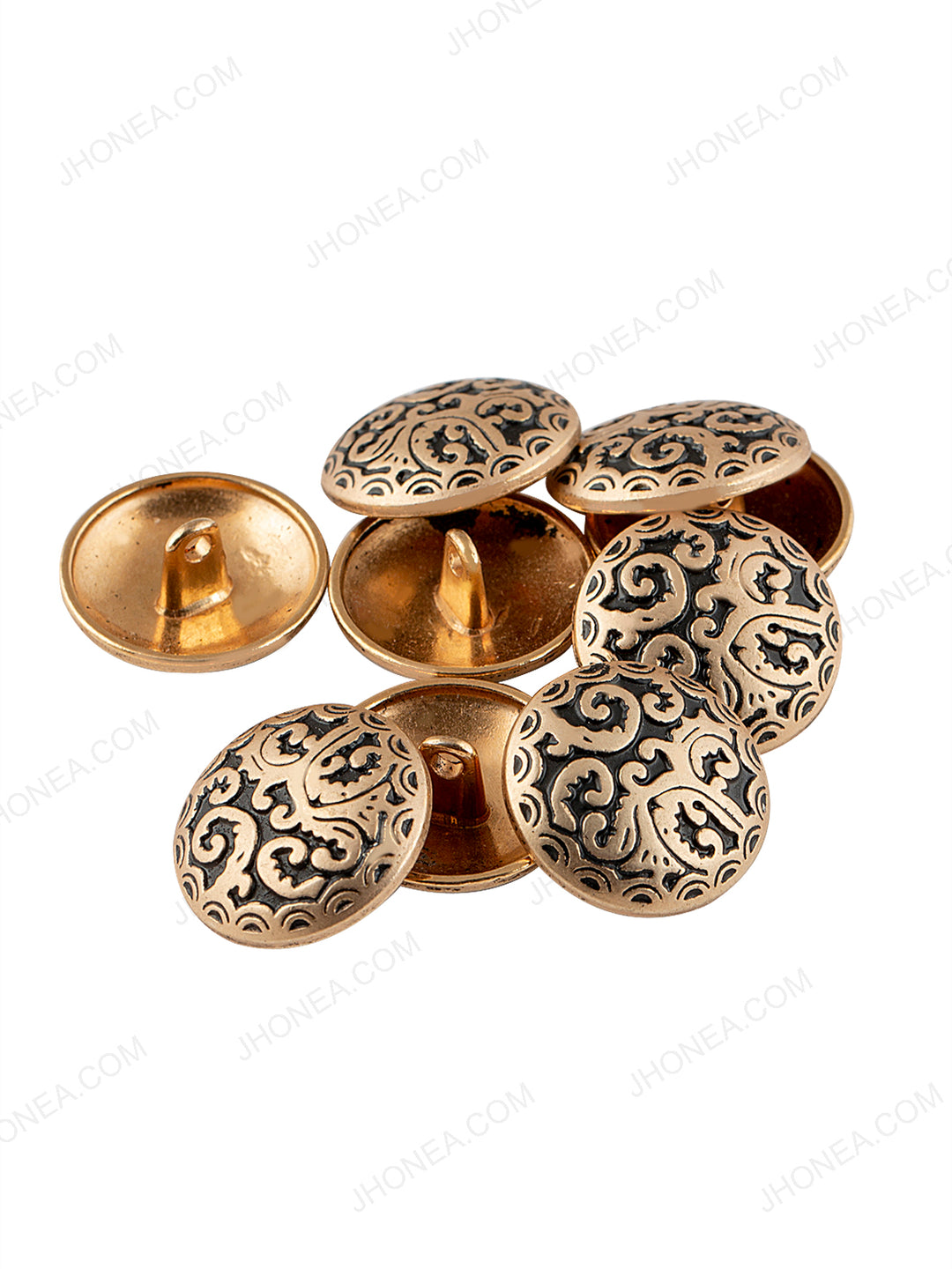 Matte Gold with Black Engraved Design Coat Button