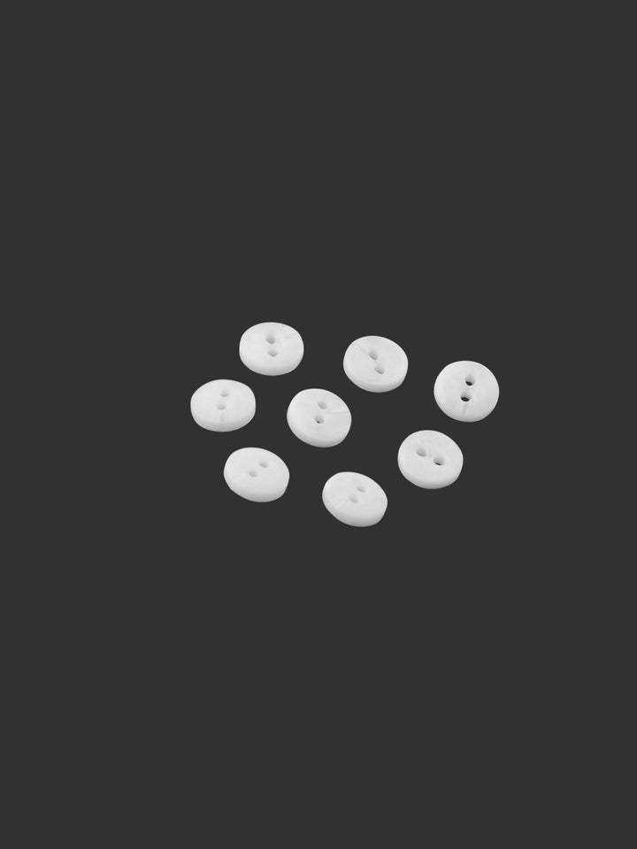 Plain White 9mm 2-Hole Round Shape Shirt Button