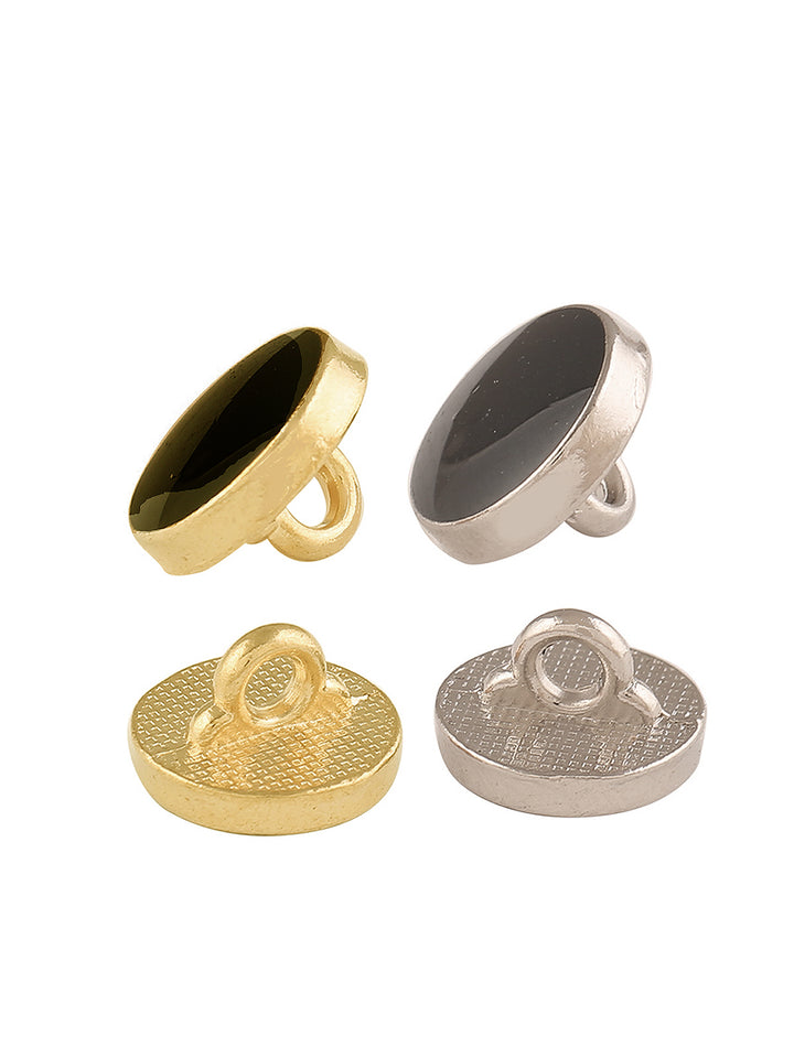 Golden & Silver with Black Enamel Shirt Metal Button