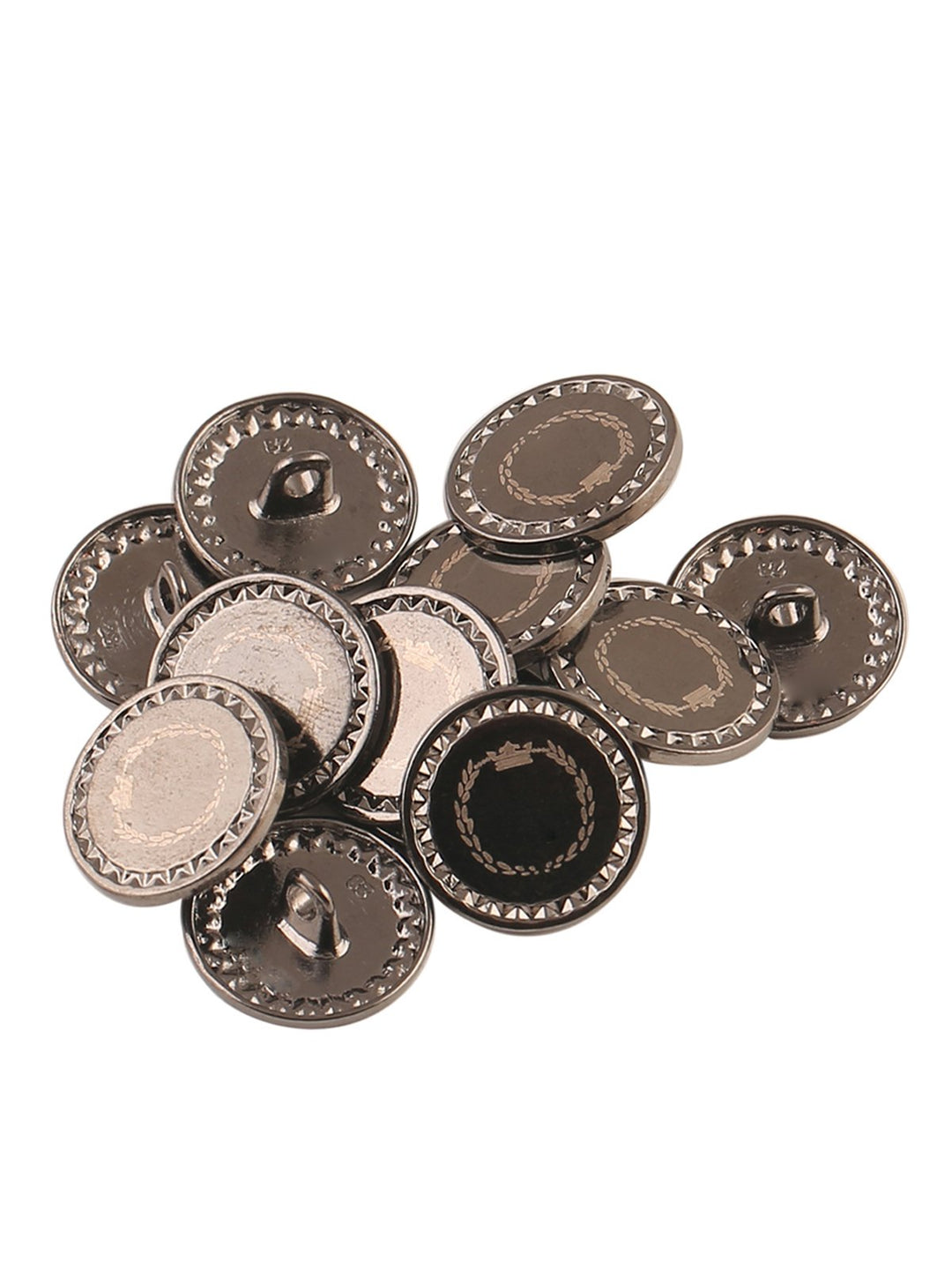 Shiny Gunmetal Classic Round Shape Flat Surface Coat Button