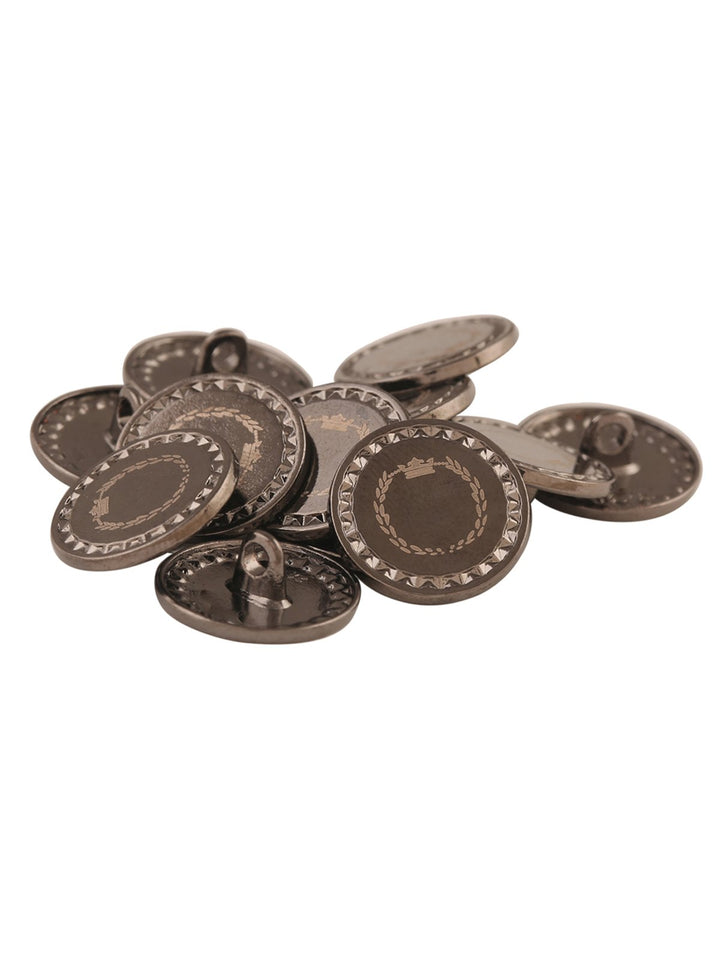 Shiny Gunmetal Classic Round Shape Flat Surface Coat Button