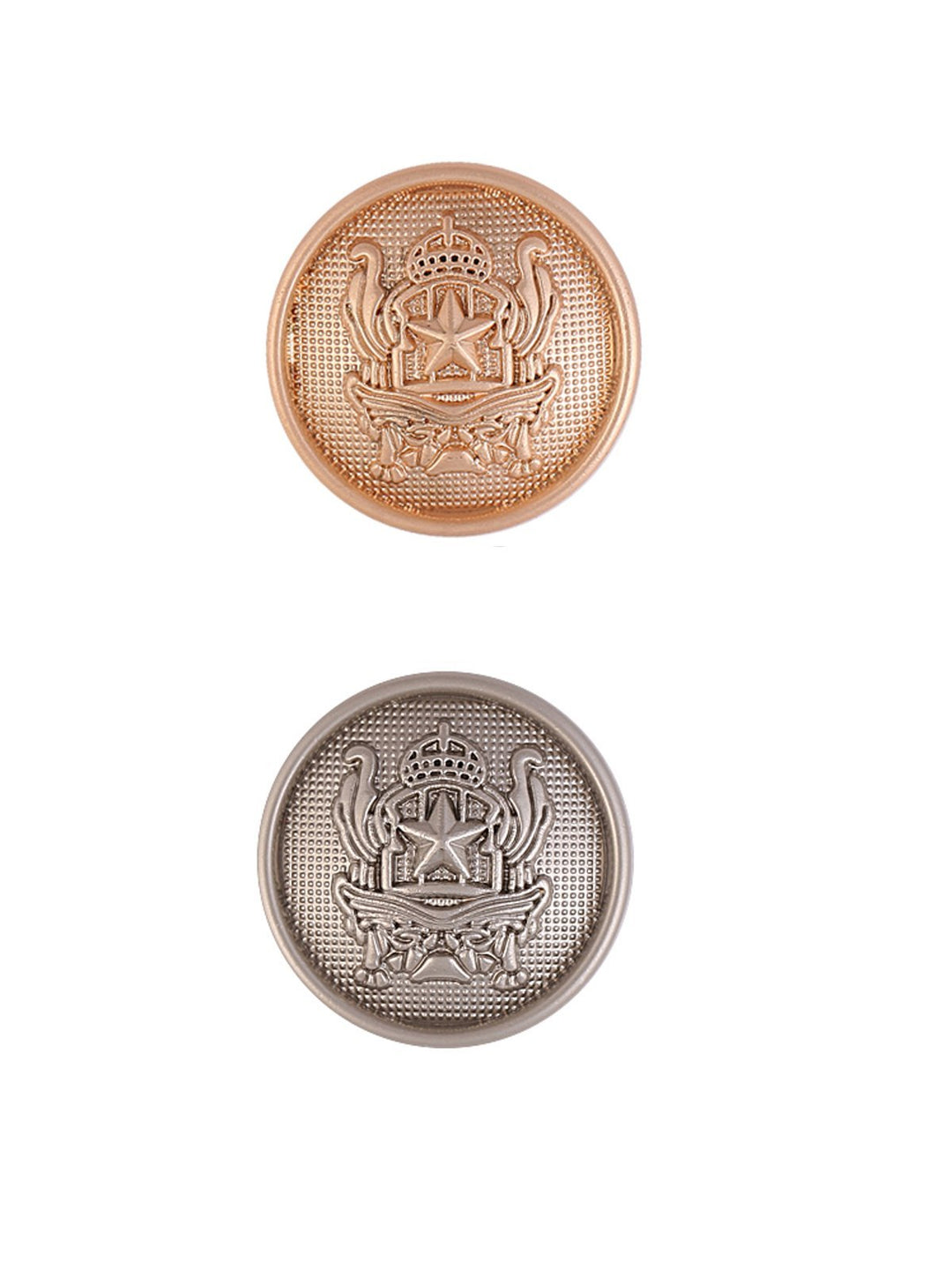 Western Style Round Shape Matte Gold & Matte Silver Finish Shank Metal Button