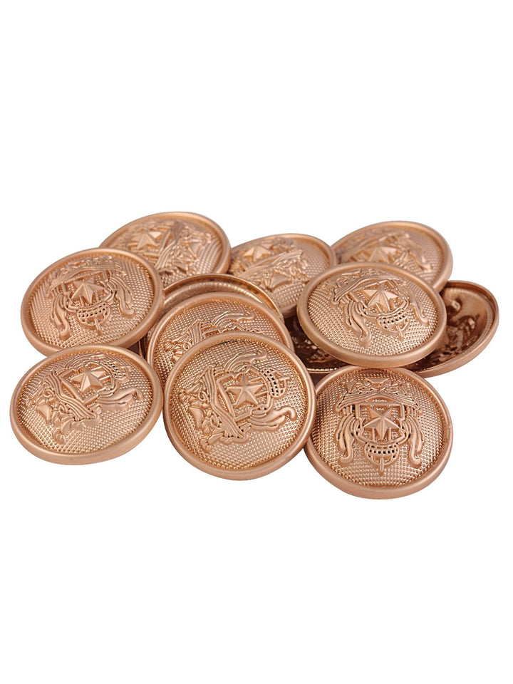 Western Style Round Shape Matte Gold Finish Shank Metal Button