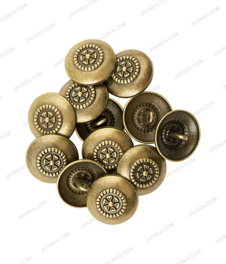Retro Flower Design Dome Metal Buttons for Costume Dress