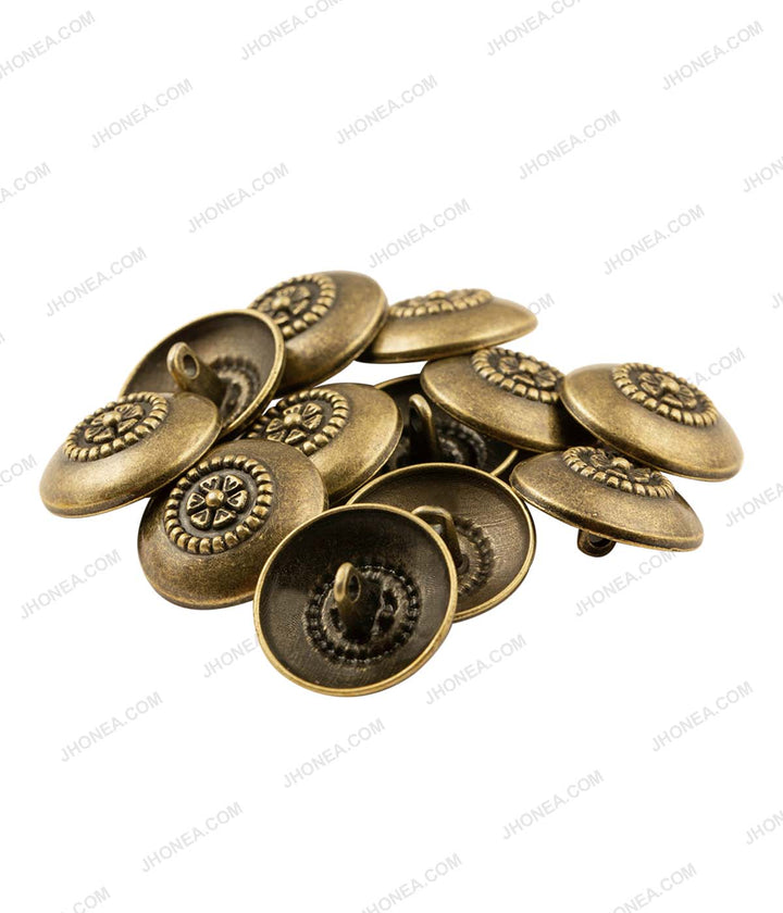Retro Flower Design Dome Metal Buttons for Costume Dress