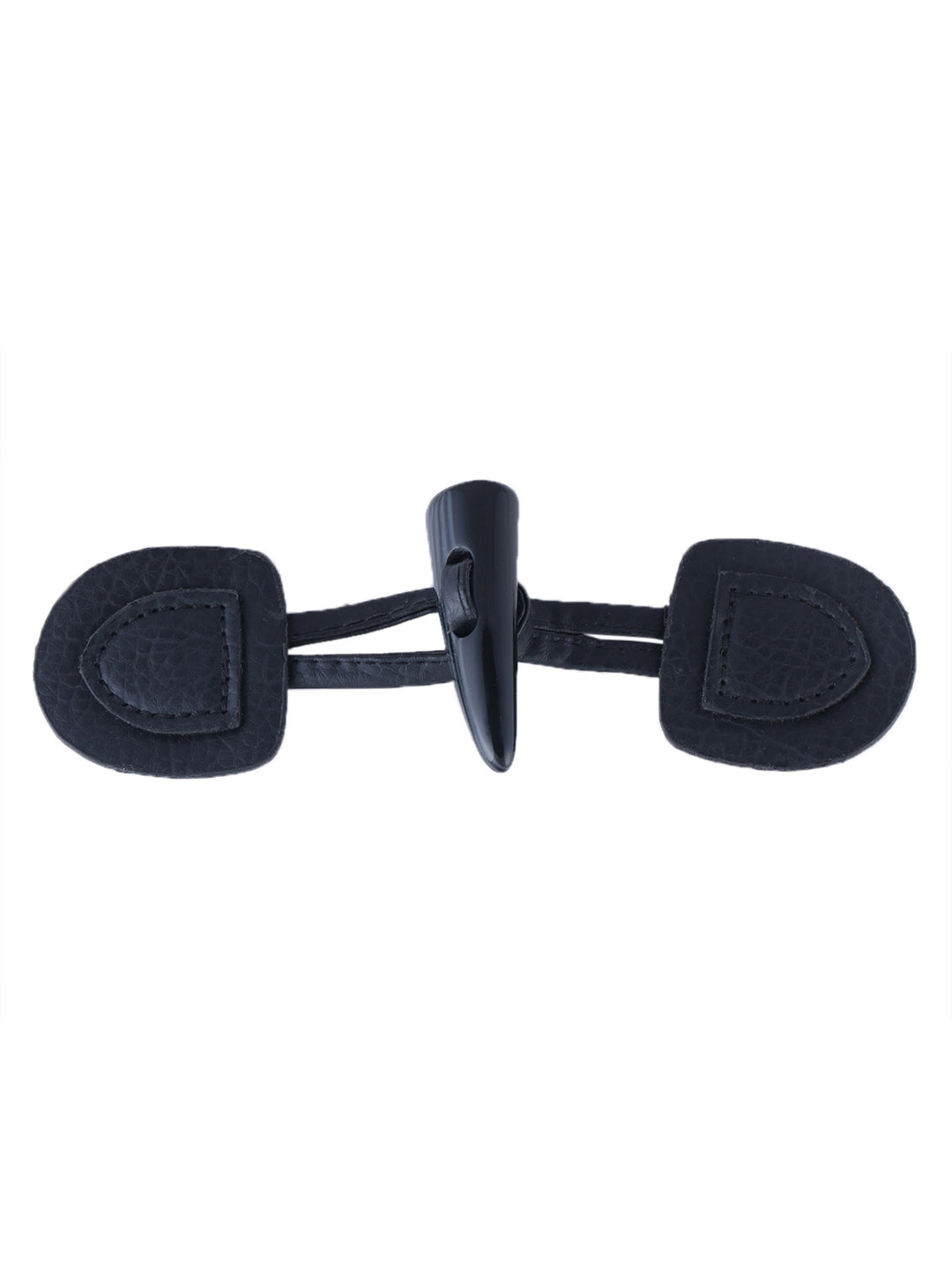Black PU Leather Horn Toggle Coat Closure