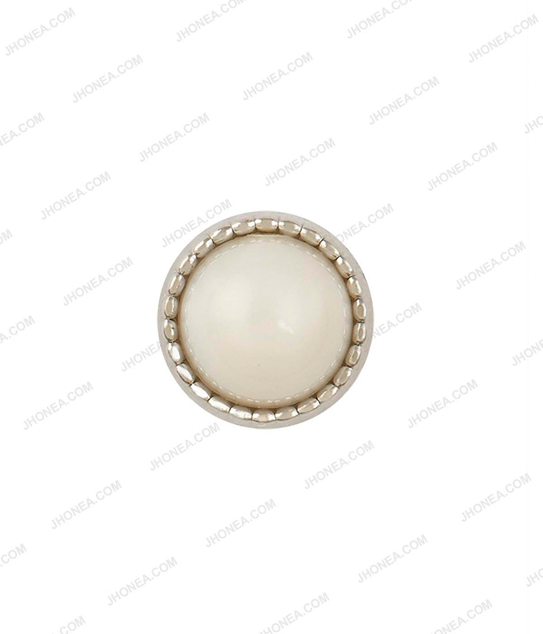 Shiny Silver with White Color Glossy Dome Pearl Buttons for Ladies