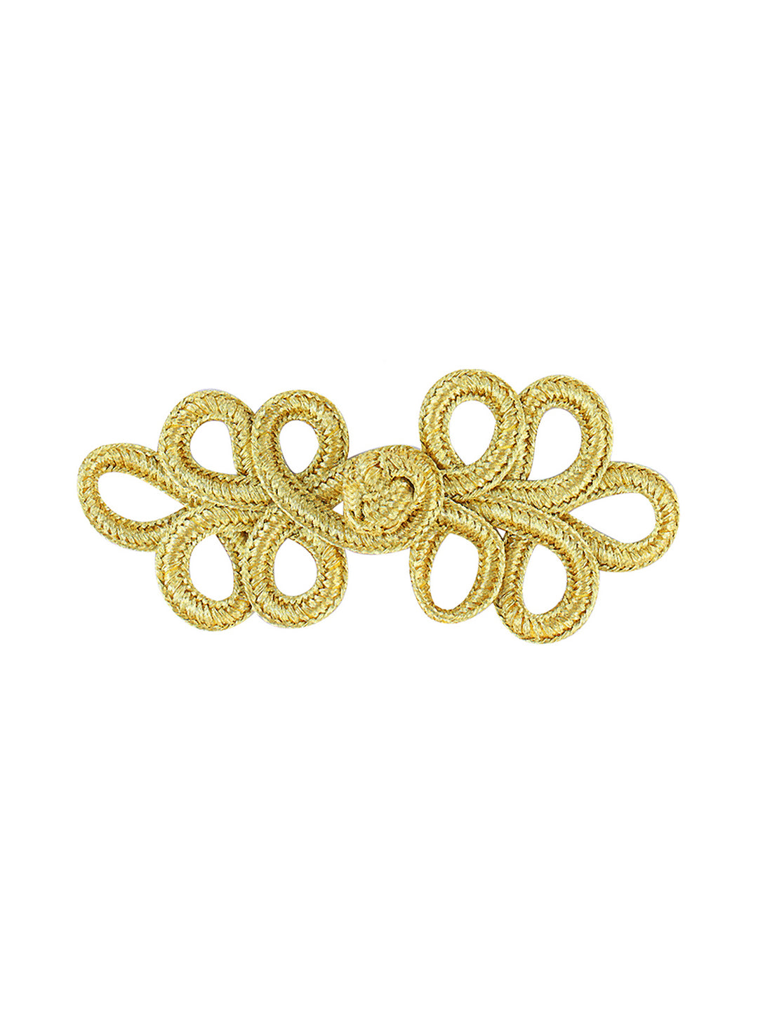 Shiny Metallic Bright Gold Braided Frog Knot Closure