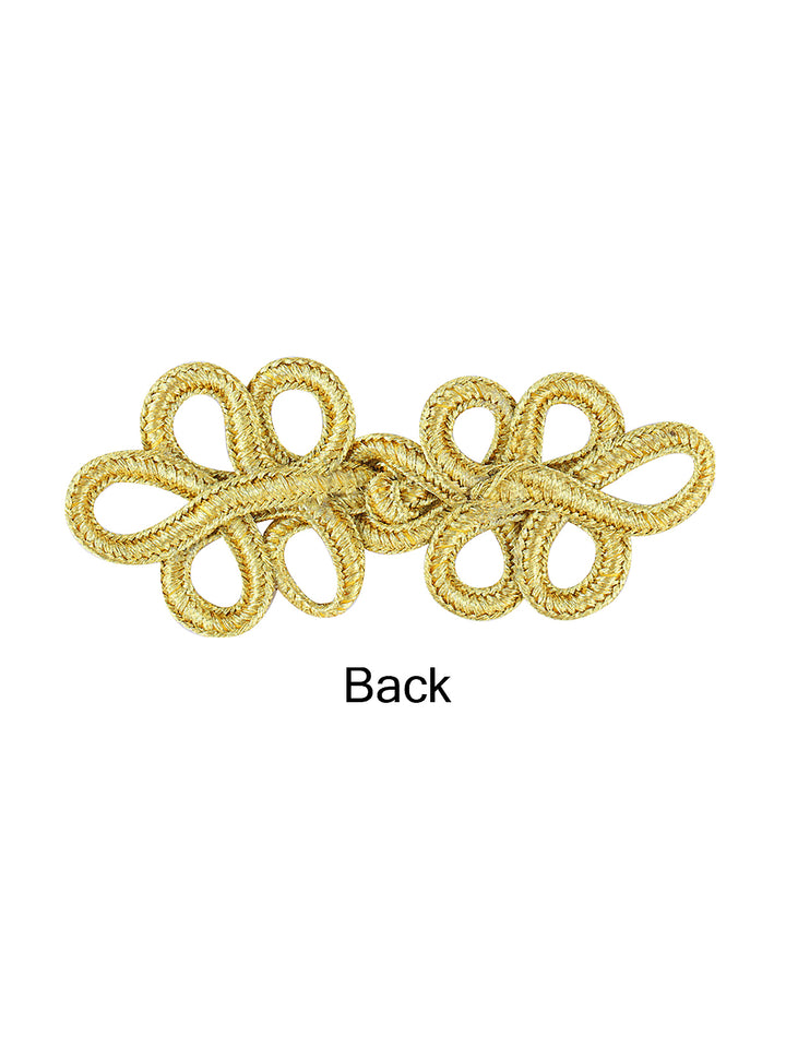 Shiny Metallic Bright Gold Braided Frog Knot Closure