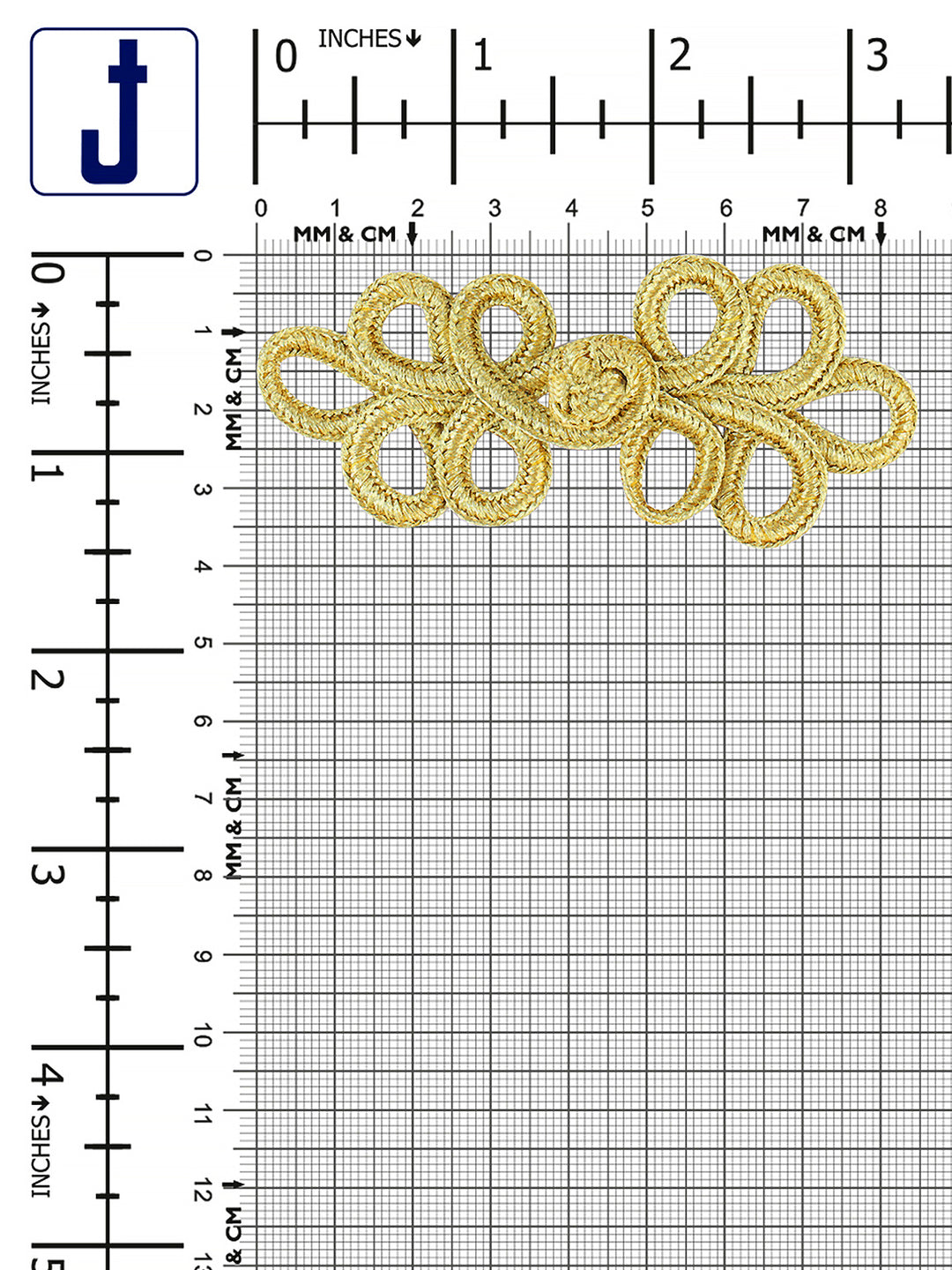 Shiny Metallic Bright Gold Braided Frog Knot Closure