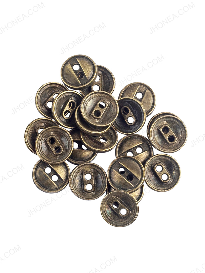 Decorative Round Shape Antique Brass 2-Hole Shirt Buttons