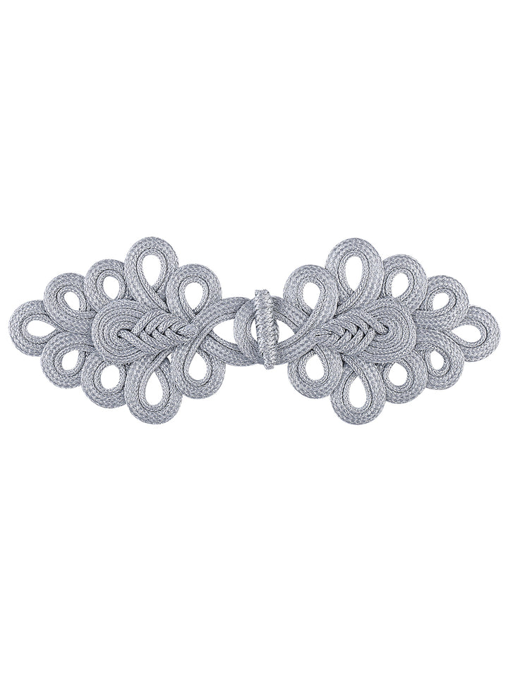 Decorative Shiny Silver Metallic Braided Cord Frog Closure