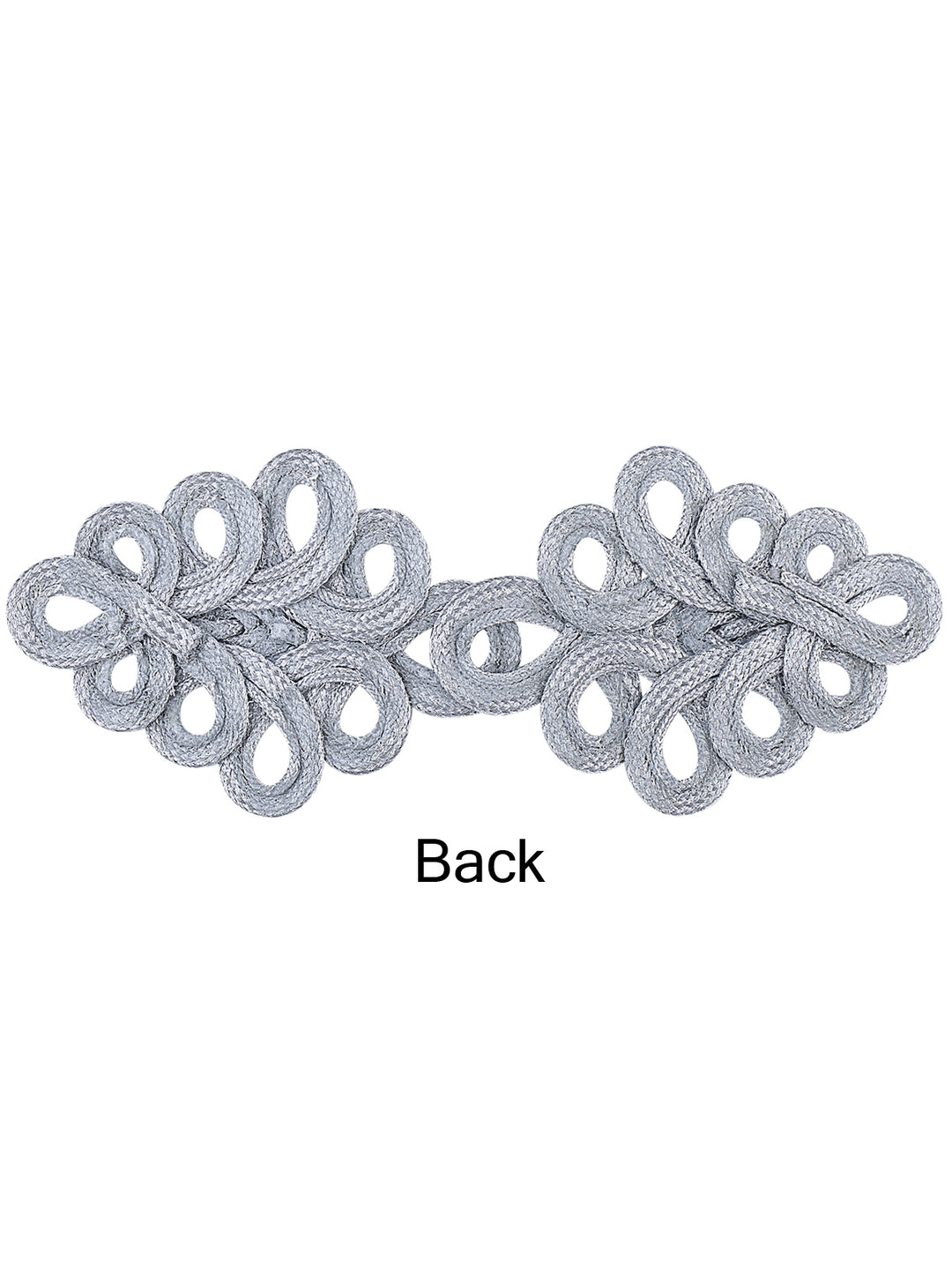 Decorative Shiny Silver Metallic Braided Cord Frog Closure