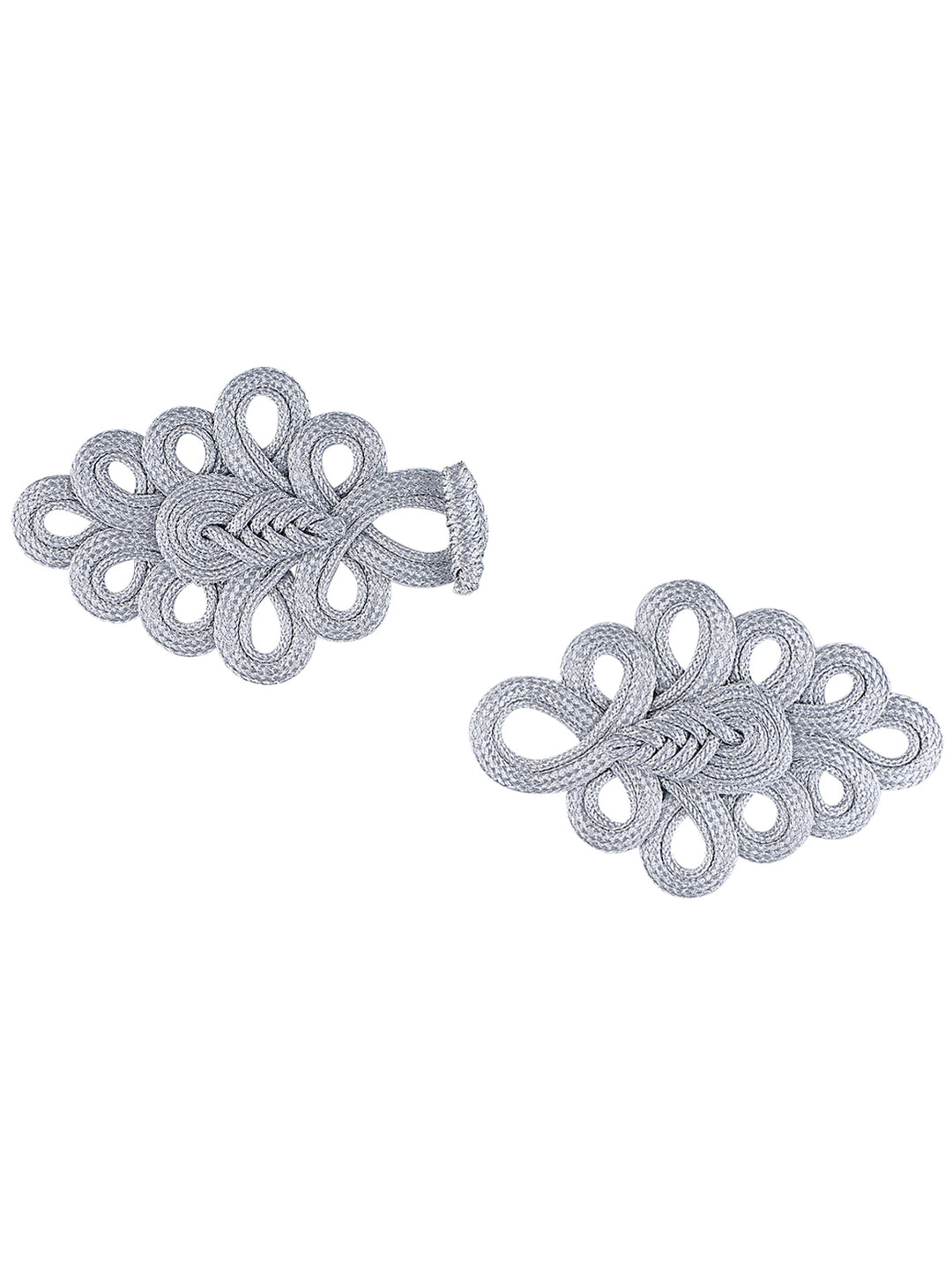 Decorative Shiny Silver Metallic Braided Cord Frog Closure