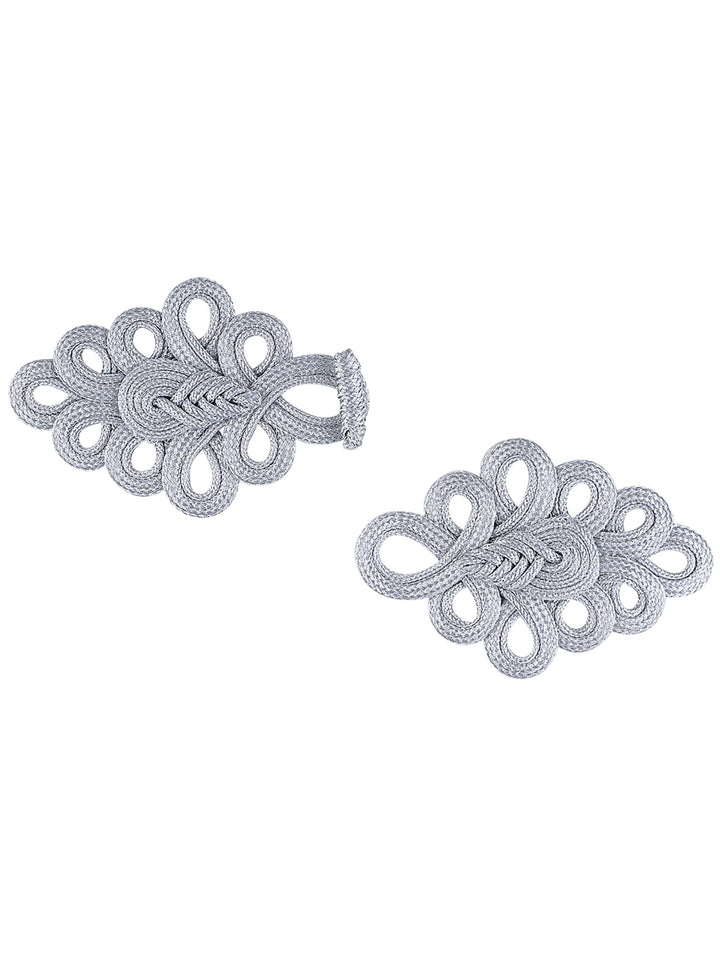 Decorative Shiny Silver Metallic Braided Cord Frog Closure