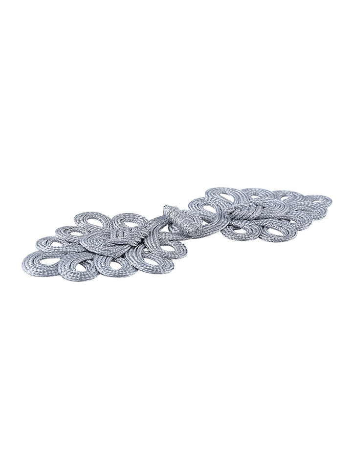 Decorative Shiny Silver Metallic Braided Cord Frog Closure