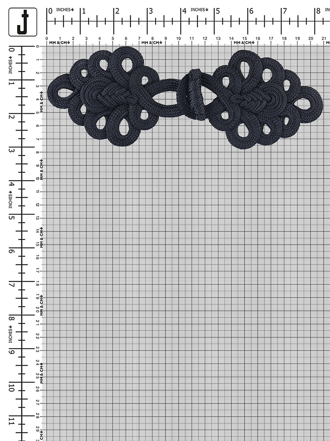 Decorative Black Braided Cord Frog Closure