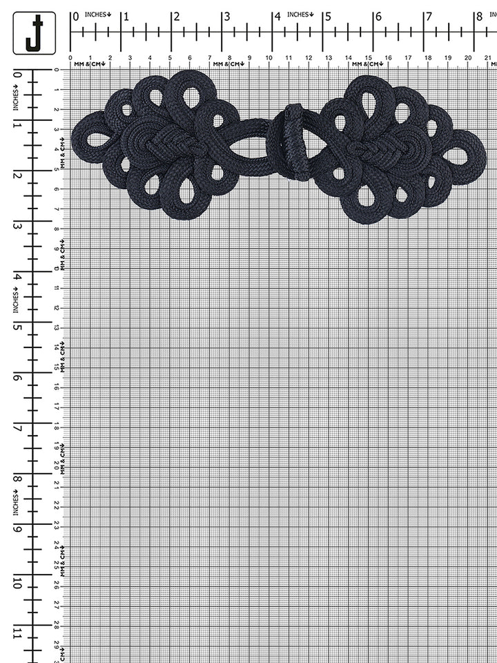 Decorative Black Braided Cord Frog Closure