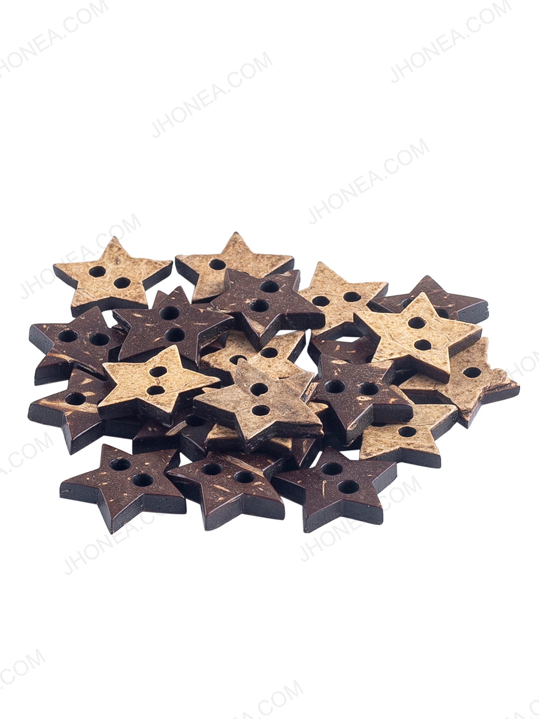Star Shape 2-Hole Natural Decorative 15mm Coco Buttons