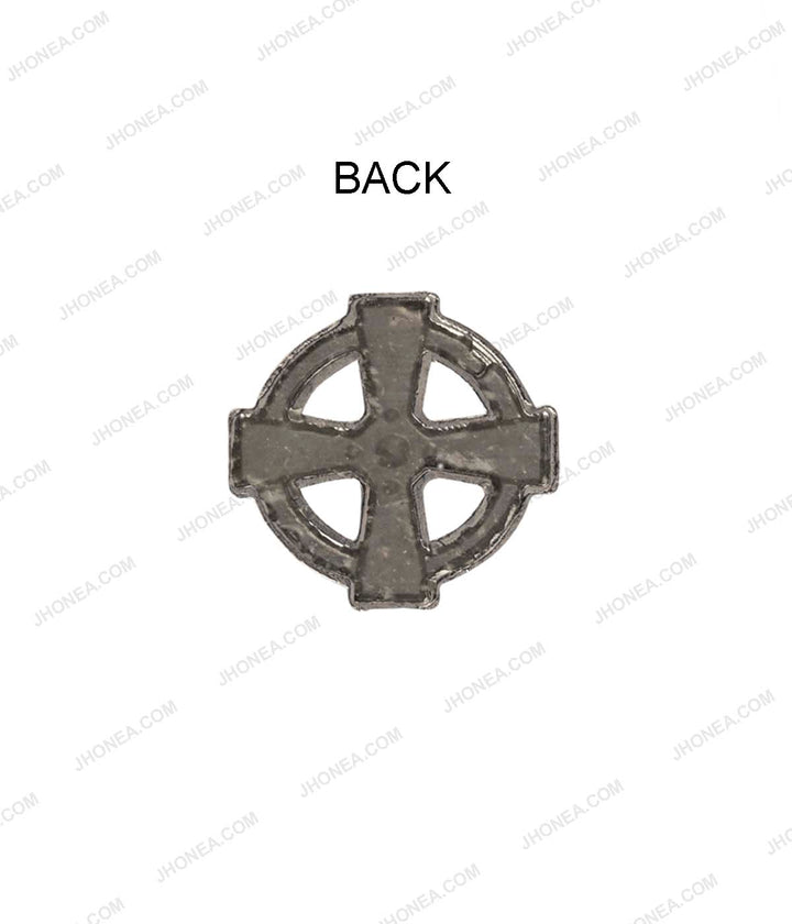 Shiny Gunmetal Engraved Design Round Wheel Shape Hotfix for Jeans