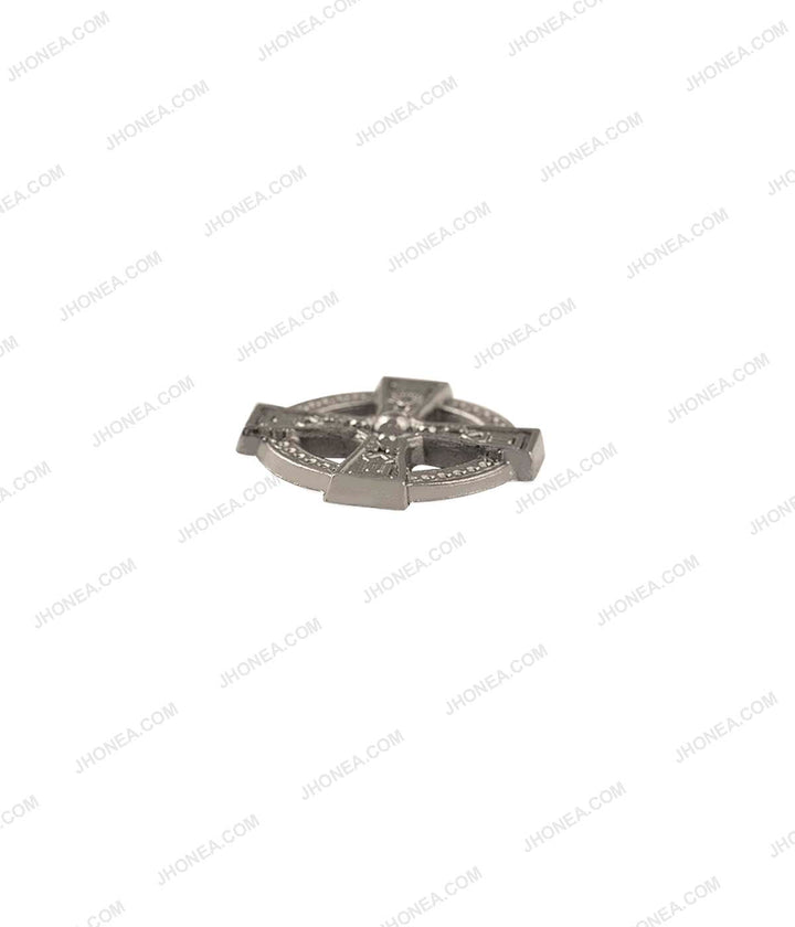 Shiny Gunmetal Engraved Design Round Wheel Shape Hotfix for Jeans