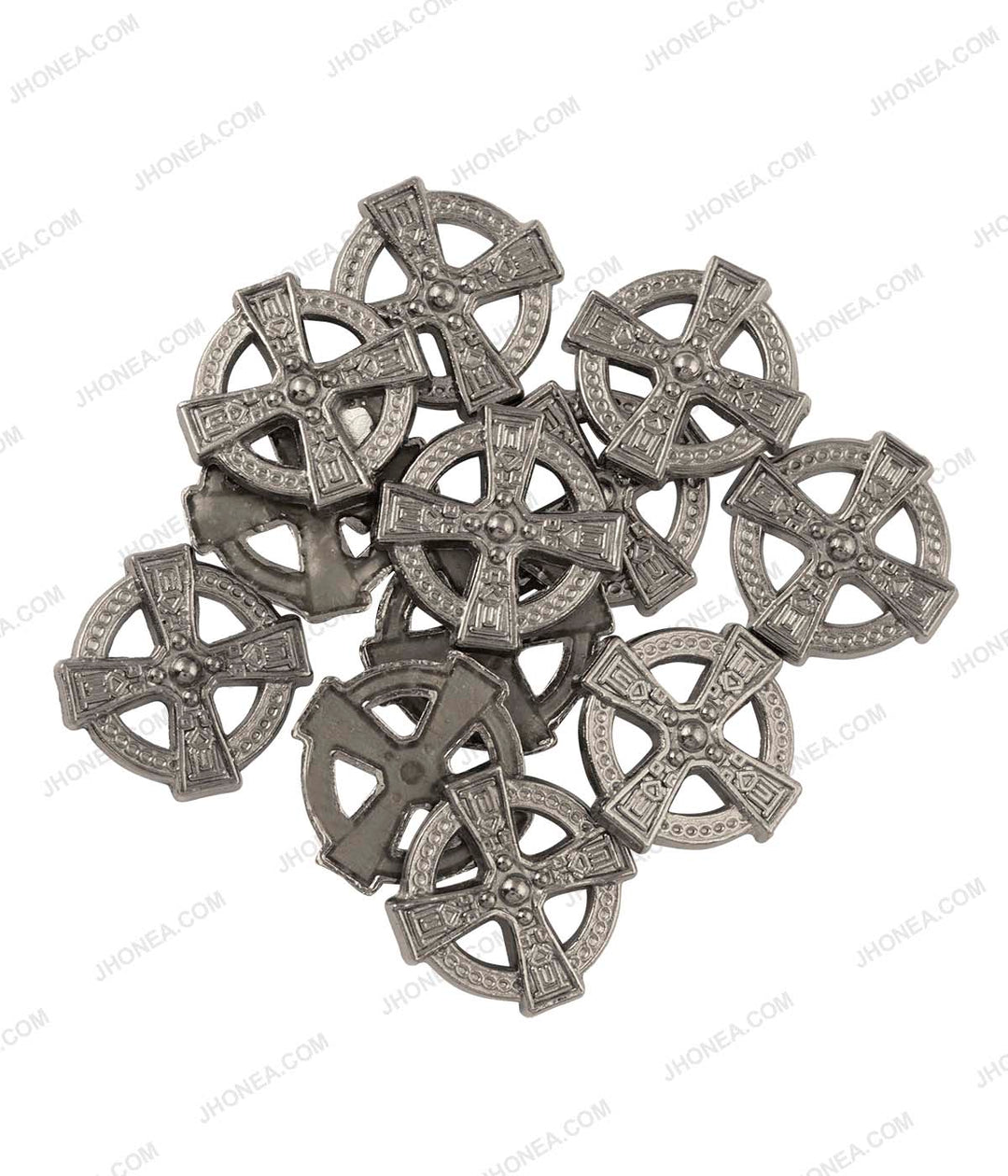 Shiny Gunmetal Engraved Design Round Wheel Shape Hotfix for Jeans