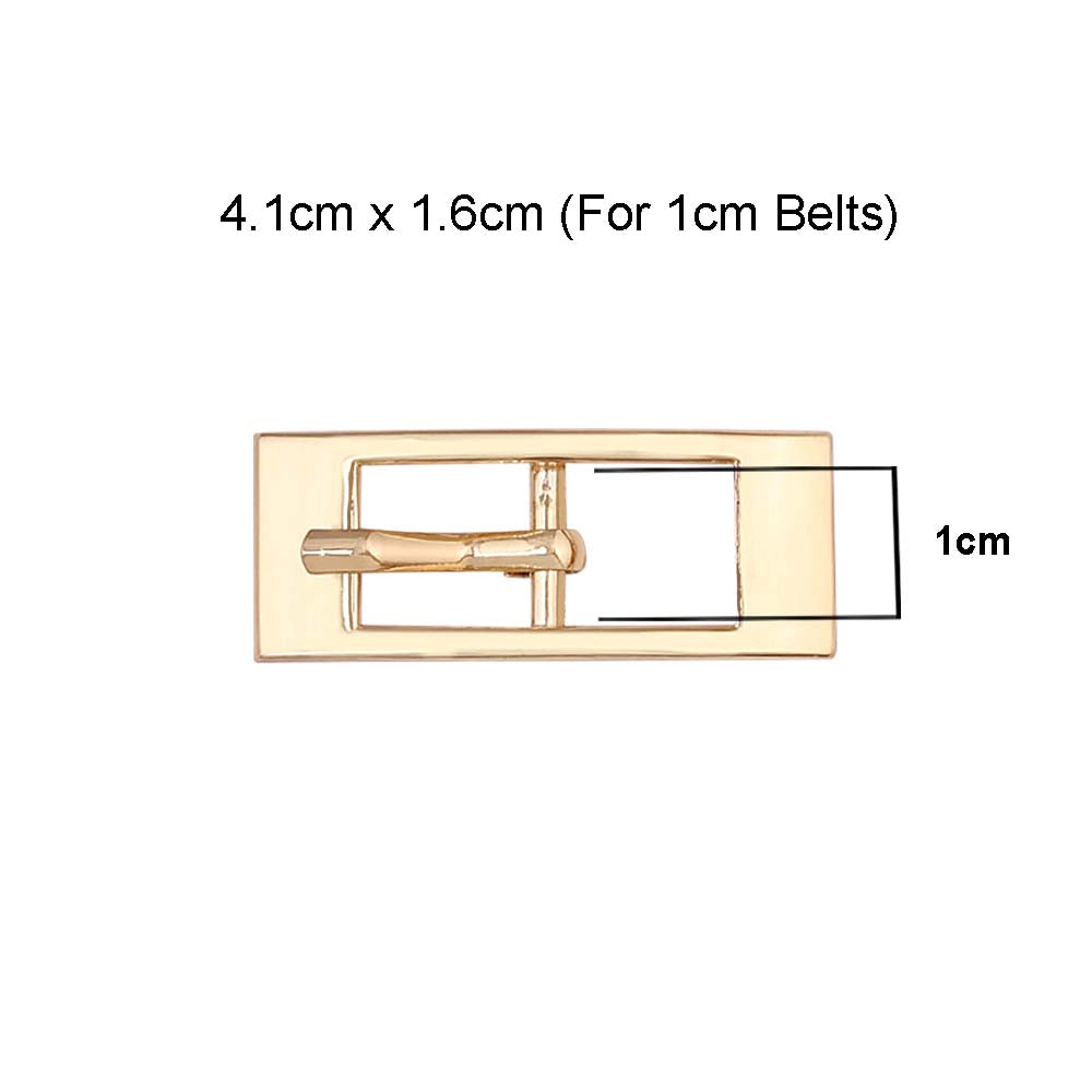 Shiny Bright Gold Color Rectangular Frame Cinch Belt Buckle
