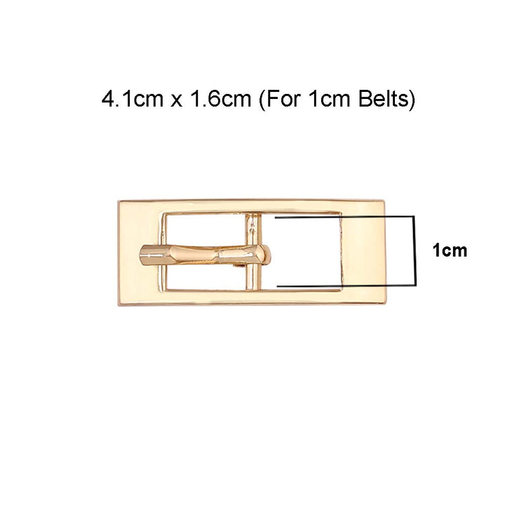 Shiny Bright Gold Color Rectangular Frame Cinch Belt Buckle