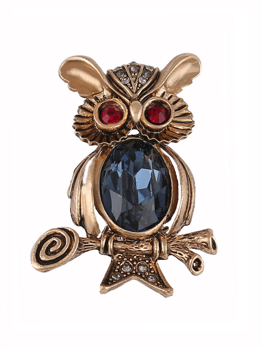 Antique Gold Diamond Owl Luxury Bird Brooch Pin