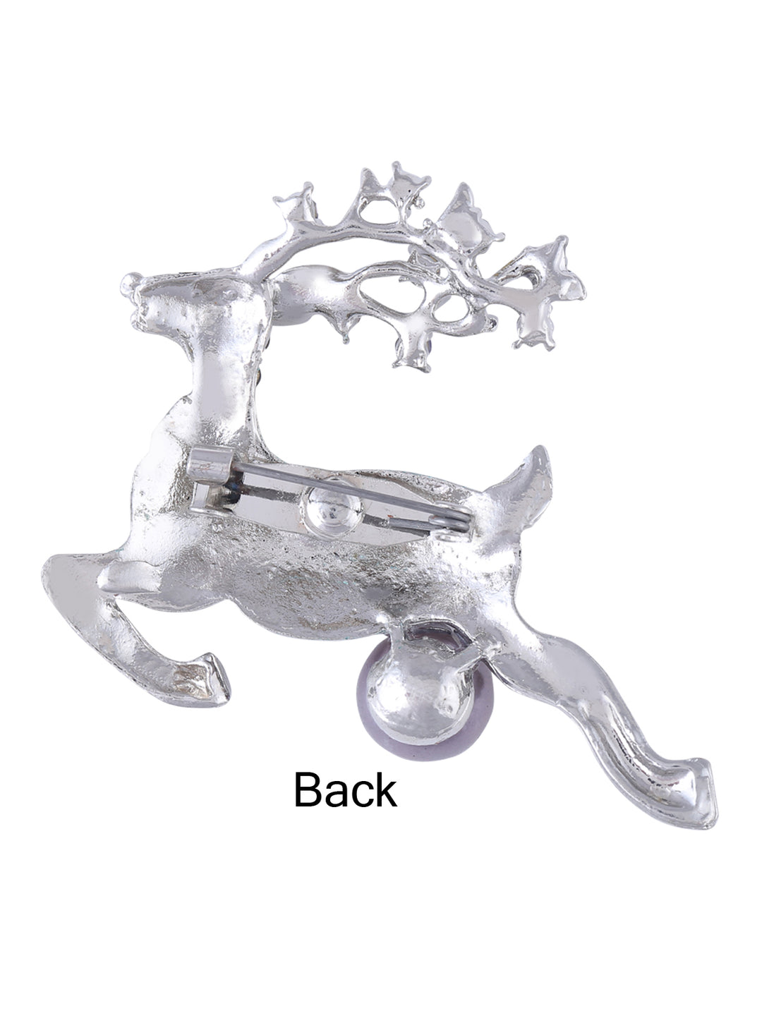 Silver Diamond & Pearl Deer Brooch