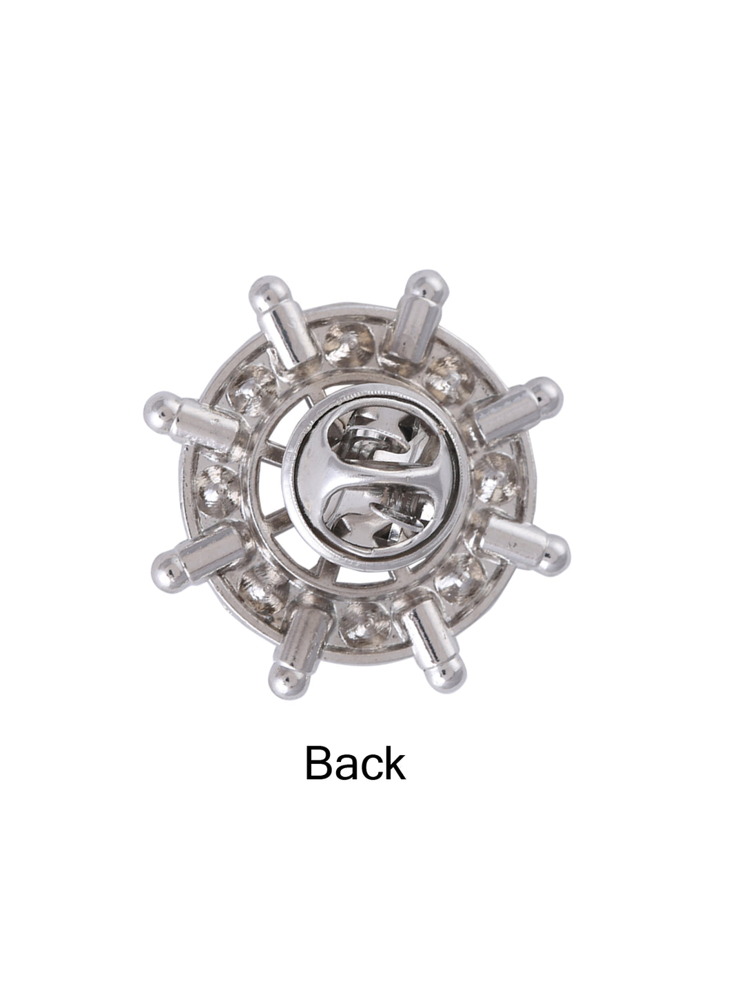 Multicolor Ship Steering Wheel Silver Pin Brooch